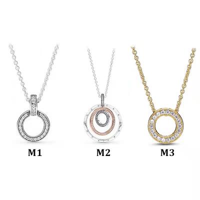 China New Necklace S925 Double Color Silver Ring Silver Logo Secret Inlay Clavicle Chain for sale