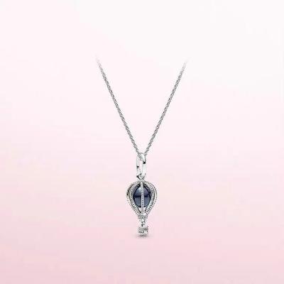 China Hot Air Balloon s925 Sterling Silver Blue Crystal Pendant Necklace for sale