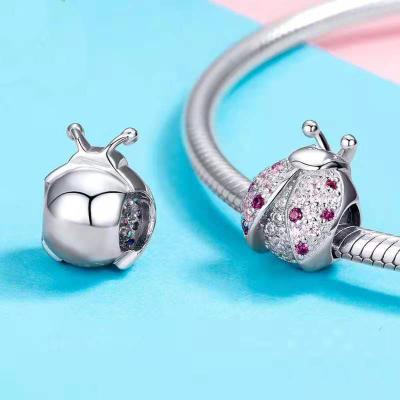 China S925 Seven Star Ladybug Silver Bead Plated Platinum Beaded DIY Jewelry Accessories For Pandora Charm for sale