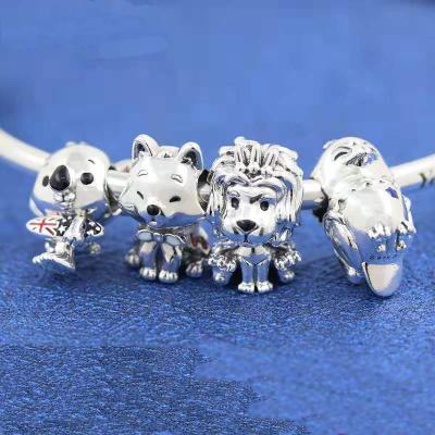 China Factory wholesale silver string S925 silver charm American condor akita dog beaded koala lion string charm for sale