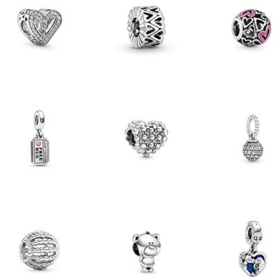 China S925 Sterling Silver Heart Shaped Charm Beads for sale