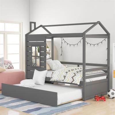 China Storage USA Warehouse Ready To Ship Kids Bedroom Wooden Montessori Floor Bed With Caster for sale