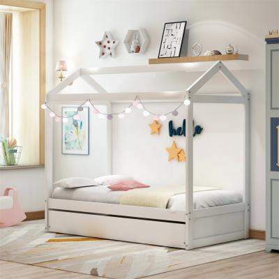 China Free Shipping Storage USA Warehouse Ready To Ship Kids Bedroom Bed Children Montessori Solid Wood Floor Bed for sale