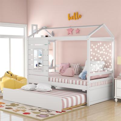 China Free Shipping Storage USA Warehouse Ready To Ship Kids Bedroom Solid Wood Montessori Floor Bed With Caster for sale