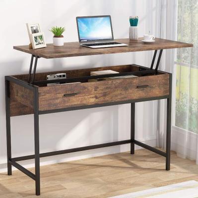 China Raisable Computer Desk (Other) Home Office Adjustable Modern Wooden Laptop Table 2-Tier Storage for sale