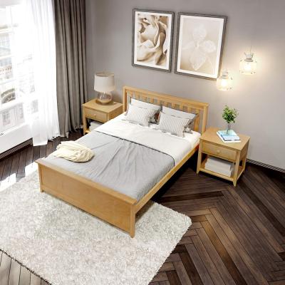 China Modern Traditional Queen Beam Natural Wood Panel Plank Full Size Furniture Bed for sale