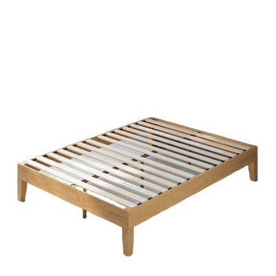 China Modern 14 Inch No Support Needed Natural Finish Firm Slat Wood Platform Wooden Platform Hotel King Size Bed for sale