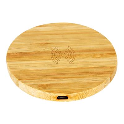 China Contemporary Round Wireless Buddy iPhone QI Portable Wireless Charger Fast Bamboo 5V/1A and Charging Wood for sale