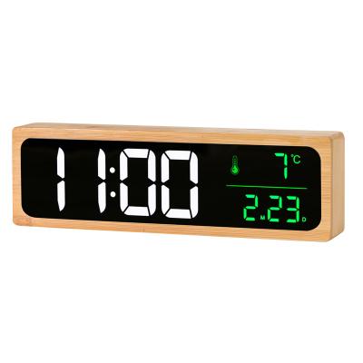 China Contemporary performance time counting up and counting-down, date week, humidity, wooden or bamboo voice control electronic clock for sale