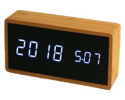 China Contemporary performance shine, time, temperature, and sound control wooden or bamboo digital clock for sale