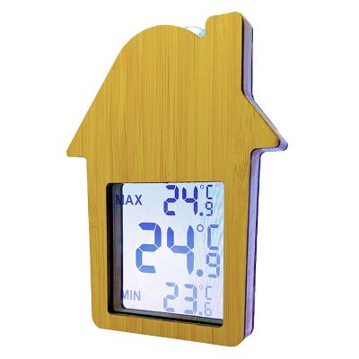 China Morden Luxury Performance Shine, Time, Temperature, and Sound Control Wooden or Bamboo Digital Clock for sale