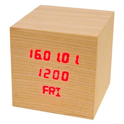 China Any Place Showing Brightness, Time, Temperature, And Sound Control Bamboo Wooden Electronic Clock for sale