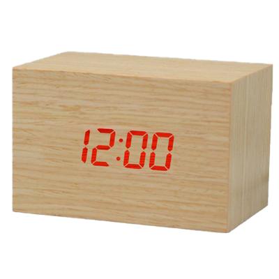 China Any place showing brightness, time, temperature, and controlor healthy bamboo wood digital clock for sale