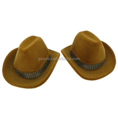 China Custom Wholesale High End High Quality Plastic+velvet Cow Boy Hat Velvet Packaging Luxury Gift Rings Pendant Jewelry Box for sale