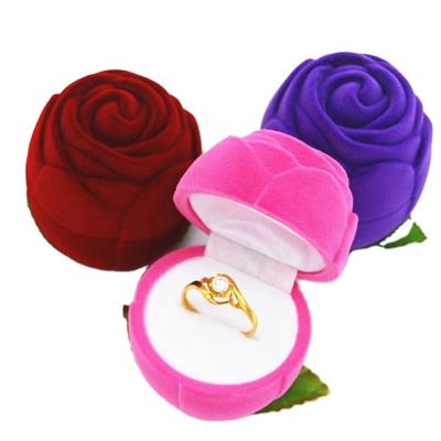 China Velvet+Plastic Manufacturers Supply High-grade Roses Flocking Box Earrings Ring Box Jewelry Packaging Box for sale