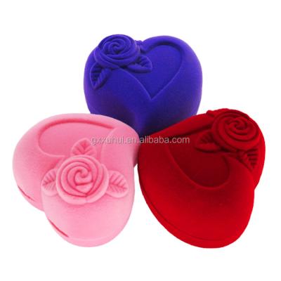 China Plastic+velvet manufacturers supply high quality Korean logo custom flocking box velvet jewelry box ring box velvet jewelry box for sale