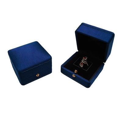 China High Quality Eco-friendly Leather Packaging Black Wedding Jewelry Box PU Ring Leather Ring Box for sale