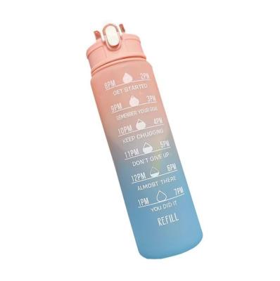 China Wholesale Plastic Viable Plastic Bottles 900Ml Straw Water Bottle With Cord Kids Water Rainbow Bottle for sale