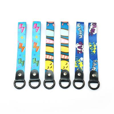 China Custom OEM Eco - Friendly Polyester Short Lanyard With Spring Ring Key Chain for sale