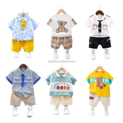 China Other High Quality Kids Summer Set 100% Cotton Two Piece Kid Boys Sets Short Sleeve Suit for sale