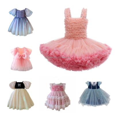 China Anti-wrinkle Wholesale High Quality Children's Girl's Lace Princess Dress Baby Birthday Party Flower Dress for sale