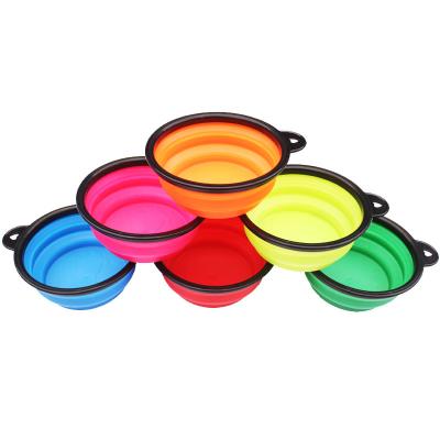 China Viable Silicone Portable Pet Bowl Folding Viable Pet Drinker Folding Multicolor Optional Bowl for sale