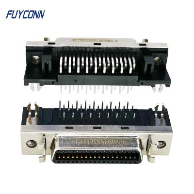 China PCB Servo SCSI 36 Pin R/A Female Connector, MDR Ribbon Right Angle Connector PCB 36Pin D SCSI Female Connector With 1.27mm Pitch for sale