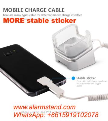 China COMER mobile phone cable locking security acrylic stands with alarm charging cord for mobile phone accessories store for sale