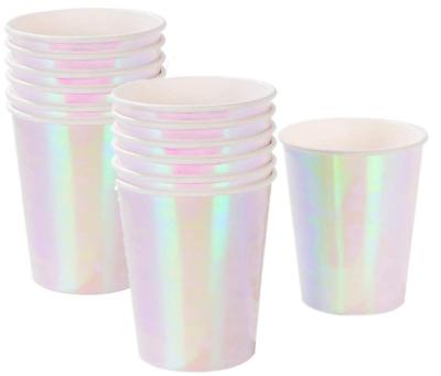 China New Food Touch Safe Iridescent Silver Premium Wholesale Party Paper Cup Shiny Rainbow for sale