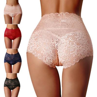 China Sexy Antibacterial Women Panties Lace Underwear Woman Shorts Lace Up Panties Mesh Floral Lingerie Female Seamless Briefs Briefs Plus Size for sale