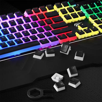 China Other Keycaps Double Pulled 104 PBT Pudding Backlit Keycap Set With Puller Compatible With Cherry MX Mechanical Keyboard, Black And White for sale