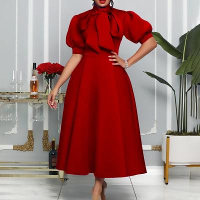 China Breathable Summer Elegant Short Sleeve Dress For Women Church Women Ruched Formal Dresses Vetement Femme Chic Plus Size African Skirt for sale