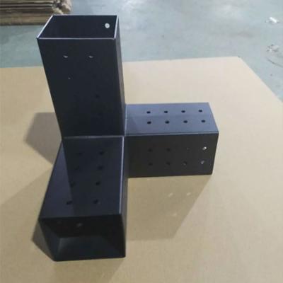 China Easily Assembled OEM ODM Sheet Metal Fabrication Customize Black Painted Square Pipe Pergola Corner Bracket for sale