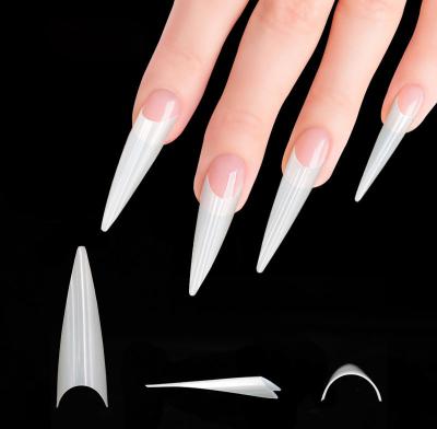 China 500tips/bag XXl Super Clear Extra Long Sharp Colored Nail Art Straight Tips Triangle Stiletto Nail Art Clear Tips for sale