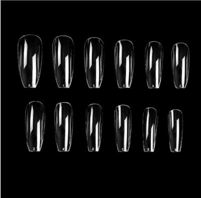 China Super Clear Coffin Shaped Ballerina Nails Tips Box 500pcs Full Cover False Nail Artificial Nails With Case for sale