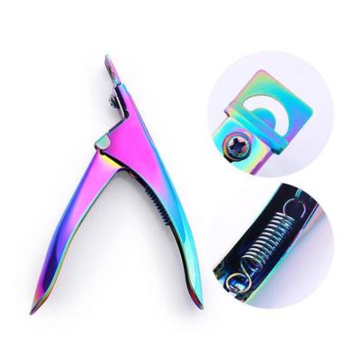 China Edge Cut Easy Handle Rainbow Nail Manicure Tool Fake Nail Cutter Fake Nail Tip Clippers for sale