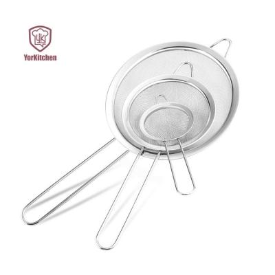 China Sustainable stainless steel mesh strainer set for straining quinoa, spaghetti, yogurt, tea and more for sale