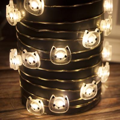 China Edison Decorative LED Fairy String Light Kitty Face Icon Copper Wire LED Battery Operated Light for sale