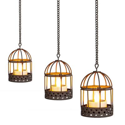 China 4PK Flameless Solar Tea Light Inside Metal Style Pendant Solar Candle Holder for sale