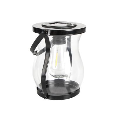 China Outdoor Garden Decoration Hanging Garden Glass Lighting Waterproof Solar Powered Lantern With LED Bulb for sale