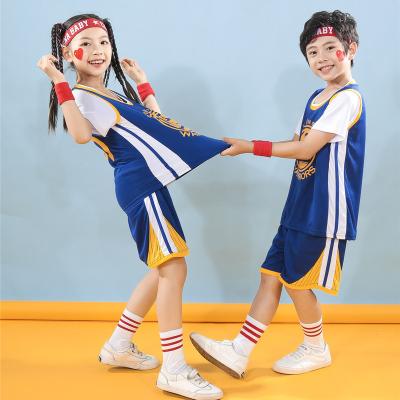 China High Quality Casual Summer Boys Girls Clothes Sports Kids Short Sleeve Set 2 Piece Basketball Clothing Suit Baby Clothes Set for sale