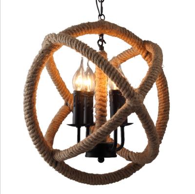 China Custom pendant lighting industrial hemp rope lamp bedroom decoration hemp restaurant clothing store hemp ropechandelier for sale