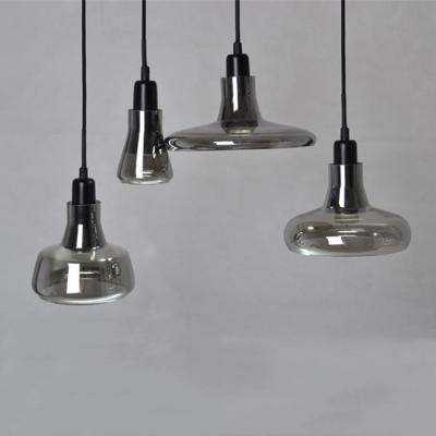 China Living Room Cap Round Led Modern Chandelier Smoke Gray Glass Pendant Light for sale