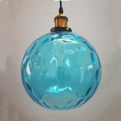 China Chinese Clothing Store Kitchen Living Room Decorative Blue Glass Globe Led Pendant Light for sale