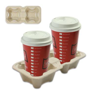 China 2/4 Cup Biodegradable Bagasse Biodegradable Cup Holder For Coffee Cup Carrier Take Out for sale