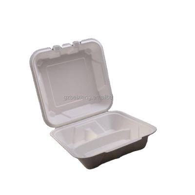 China Bagasse Disposable Biodegradable Lunch Box 3 Compartment Bestseller Disposable Food Packaging Eco-Friendly Boxes for sale