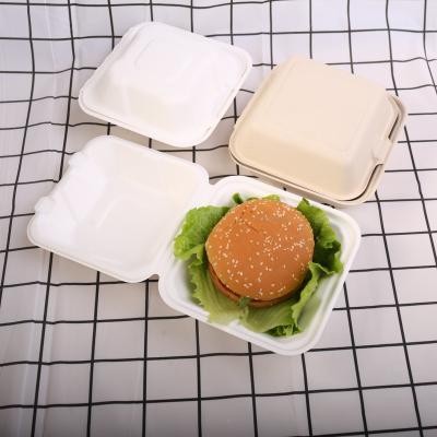 China Disposable Custom Sugar Cane Bagasse Container Biodegradable Fast Food Clamshells for sale