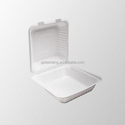 China Nature Fiber Disposable Biodegradable Wheat Straw Pulp Disposable Hamburger Box for sale