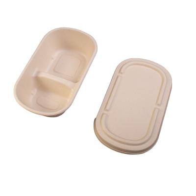 China Biodegradable Disposable Compostable Tableware Sugar Cane Bagasse Food Container Paper Pulp Packing Box Takeaway Food Container for sale