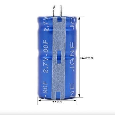 China Newest Factory Price Wholesale Size Voltage 2.7V 90F Automotive Super Capacitors 2.7V 90F 22*45.5mm for sale